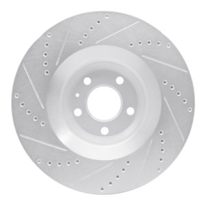 Audi A6 Brake Rotor (1) - Front Right - R1 Concepts - Drilled & Slotted - Silver - `05-`11
